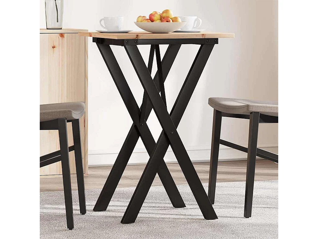 Tavolo da Pranzo Telaio a X 50x50x75 cm Legno Pino e Acciaio
