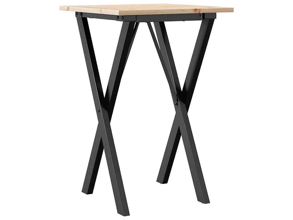 Table à manger cadre en X 50x50x75 cm bois de pin massif acier