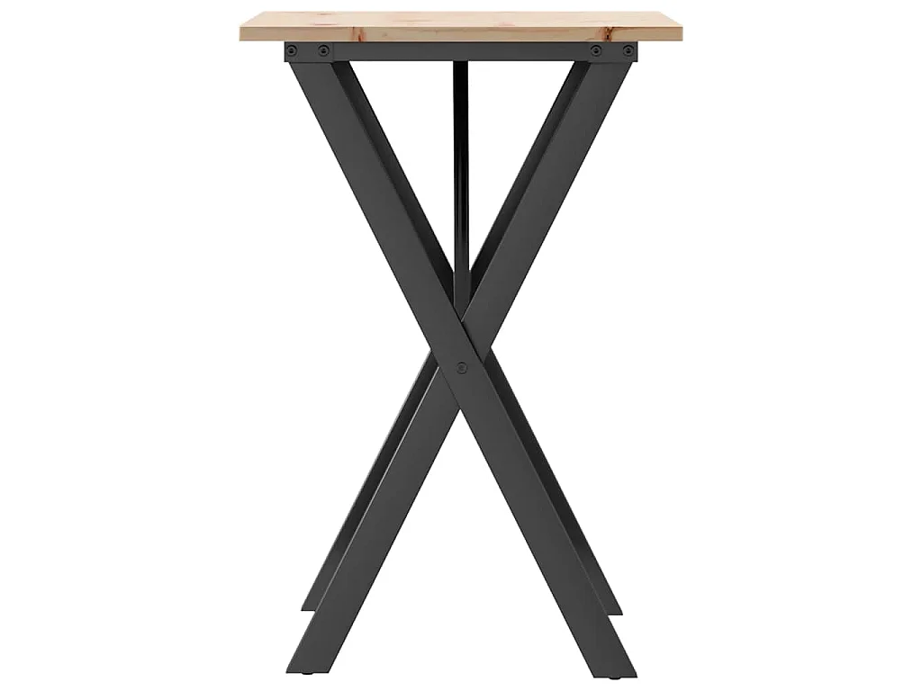 Table à manger cadre en X 50x50x75 cm bois de pin massif acier