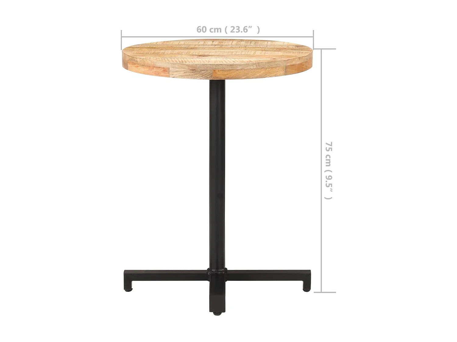 Bistrotisch Rund Ø60x75 cm Raues Mangoholz