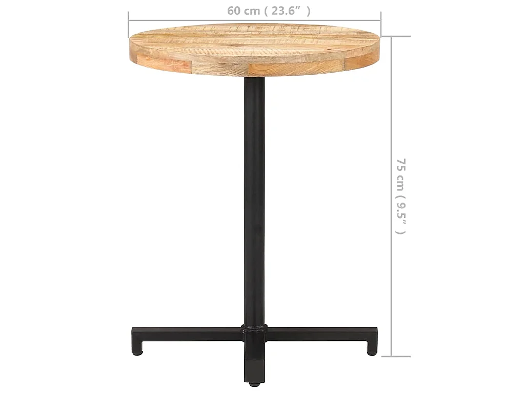 Bistrotisch Rund Ø60x75 cm Raues Mangoholz