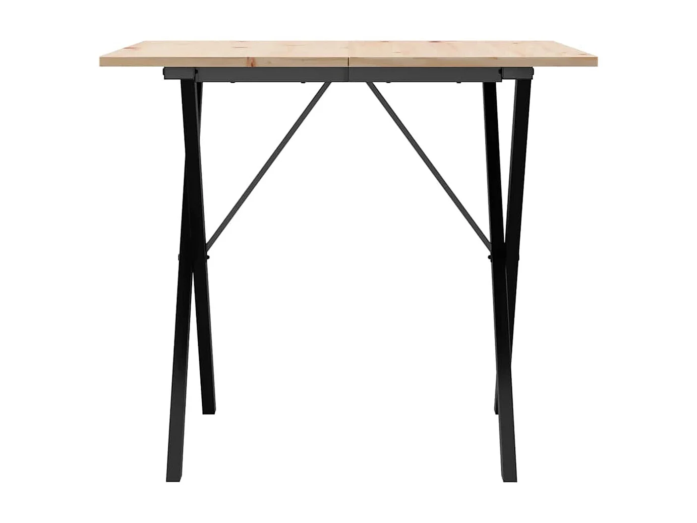 Table à manger cadre en X 90x90x75 cm bois de pin massif acier