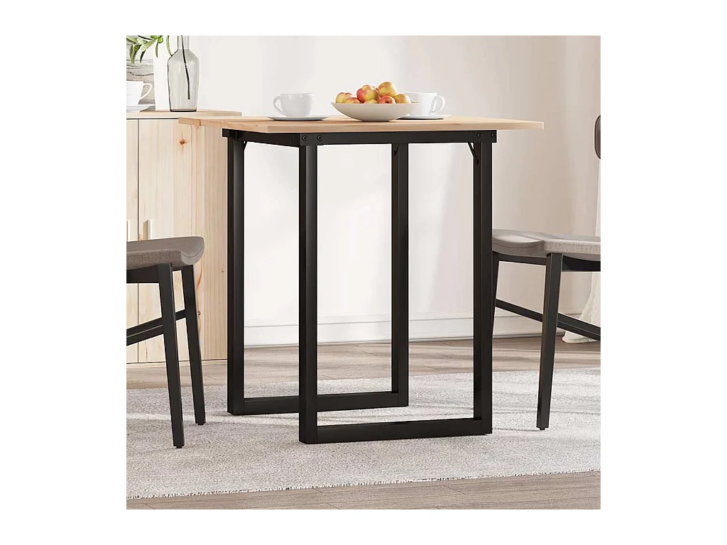 Tavolo da Pranzo Telaio a O 70x70x75 cm Legno Pino e Acciaio