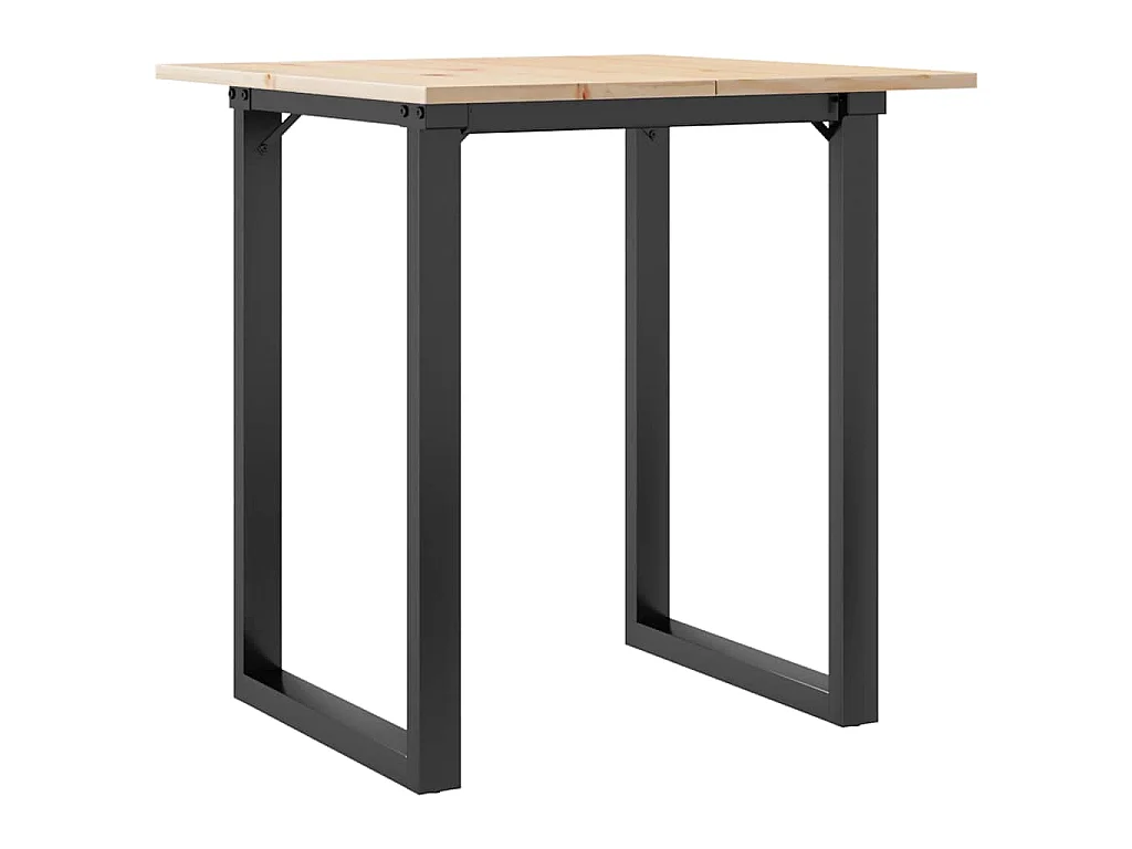 Table à manger cadre en O 70x70x75 cm bois de pin massif acier