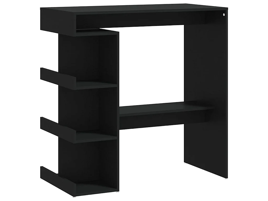 Table de bar avec étagère de rangement Noir Bois d'ingénierie