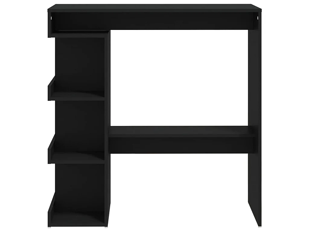 Table de bar avec étagère de rangement Noir Bois d'ingénierie