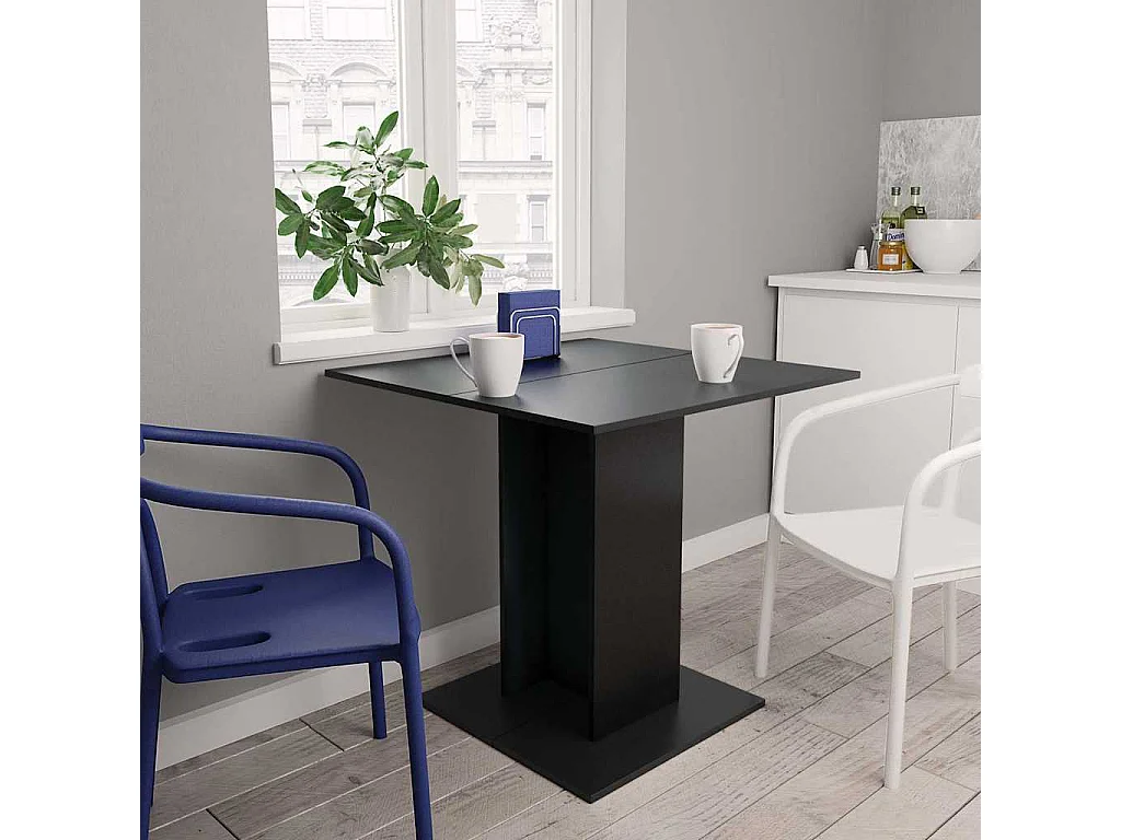 Table à manger Noir 80x80x75 cm bois d'ingénierie