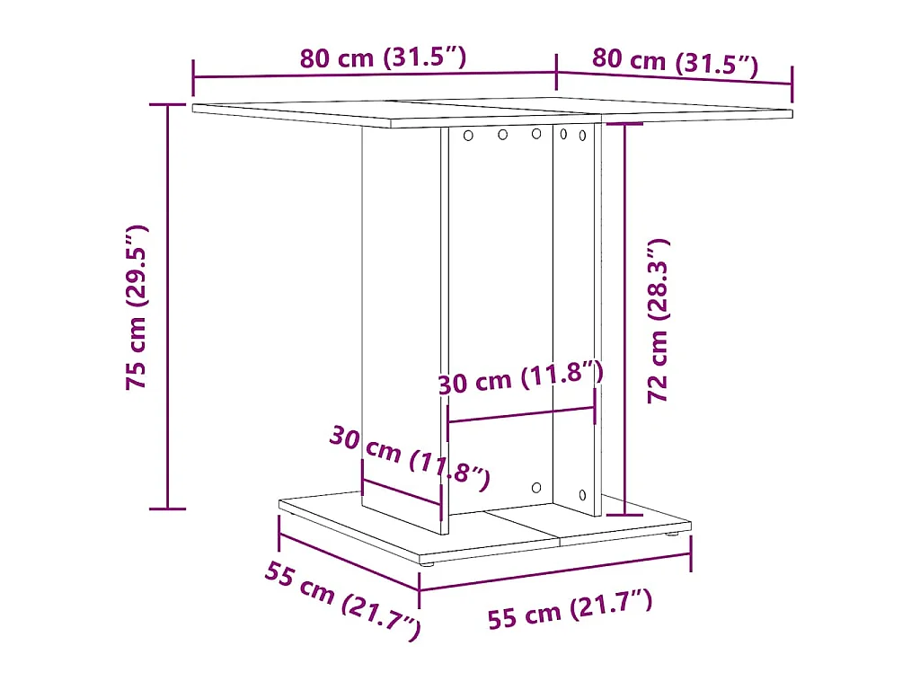 Table à manger Noir 80x80x75 cm bois d'ingénierie