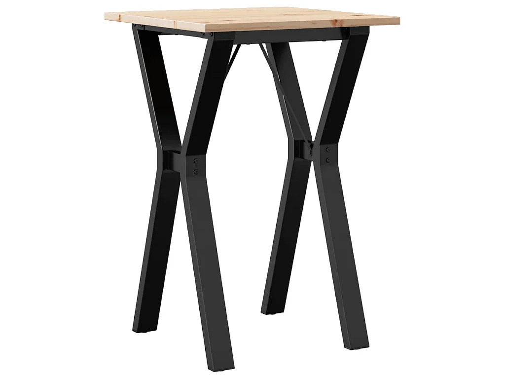 Table à manger cadre en Y 50x50x75 cm bois de pin massif acier