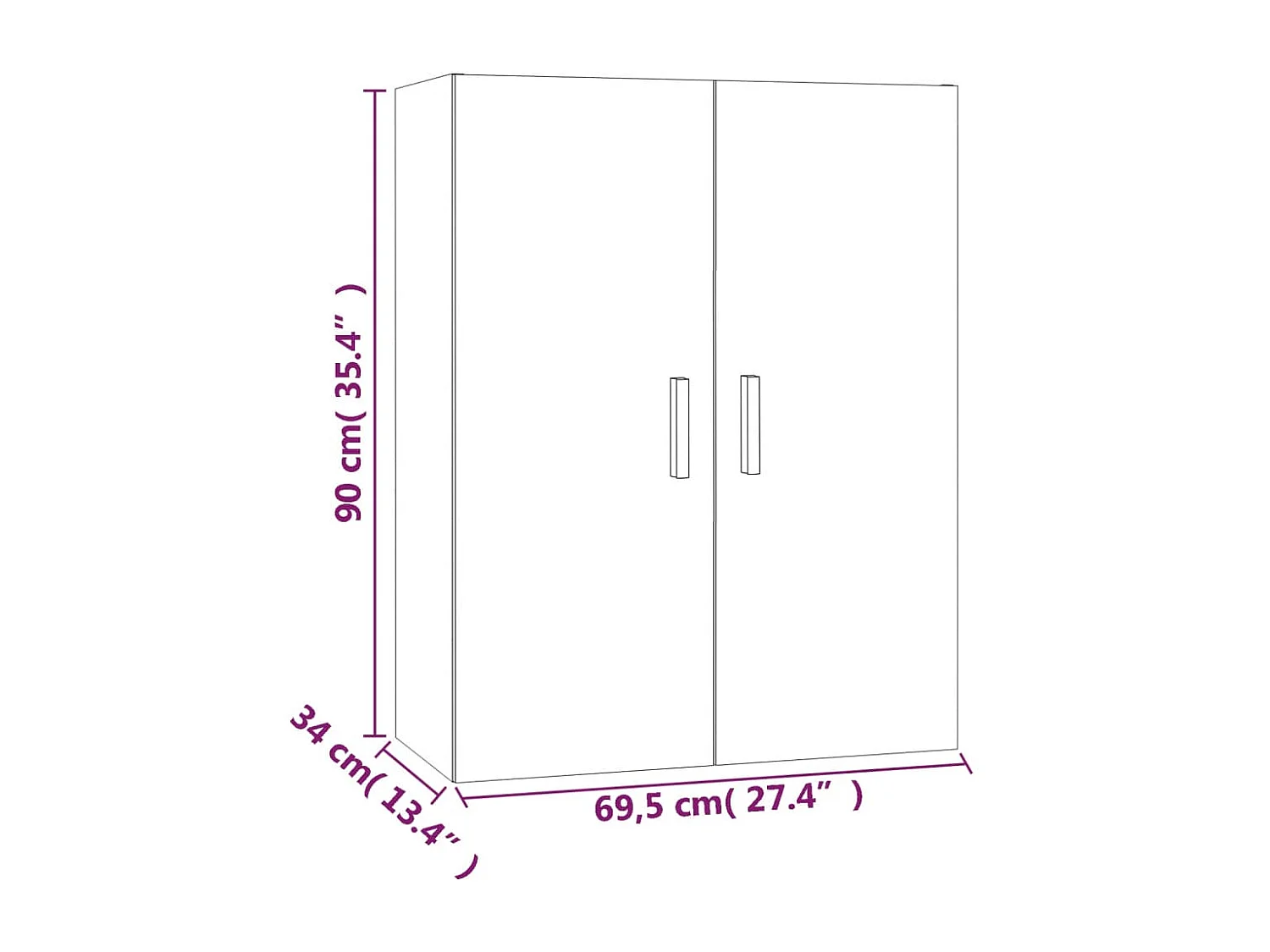 Armoire murale suspendue Chêne sonoma 69,5x34x90 cm