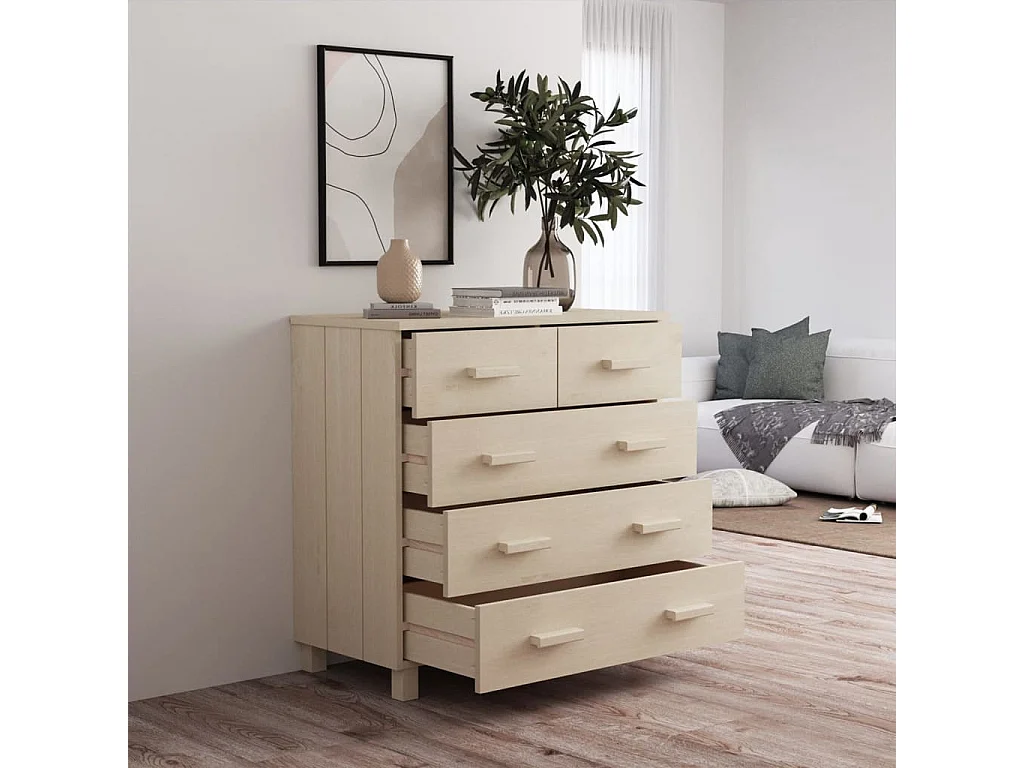 Buffet HAMAR Marron miel 79x40x80 cm Bois massif de pin