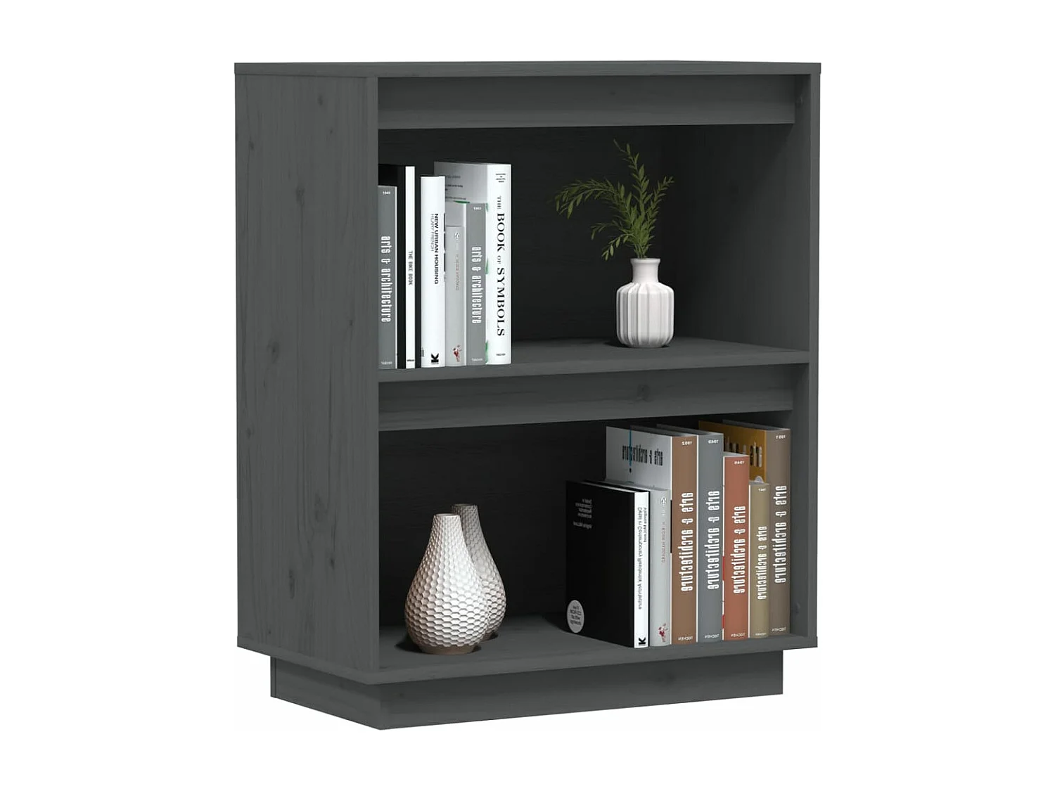 Wandkast 60x34x75 cm massief grenenhout grijs