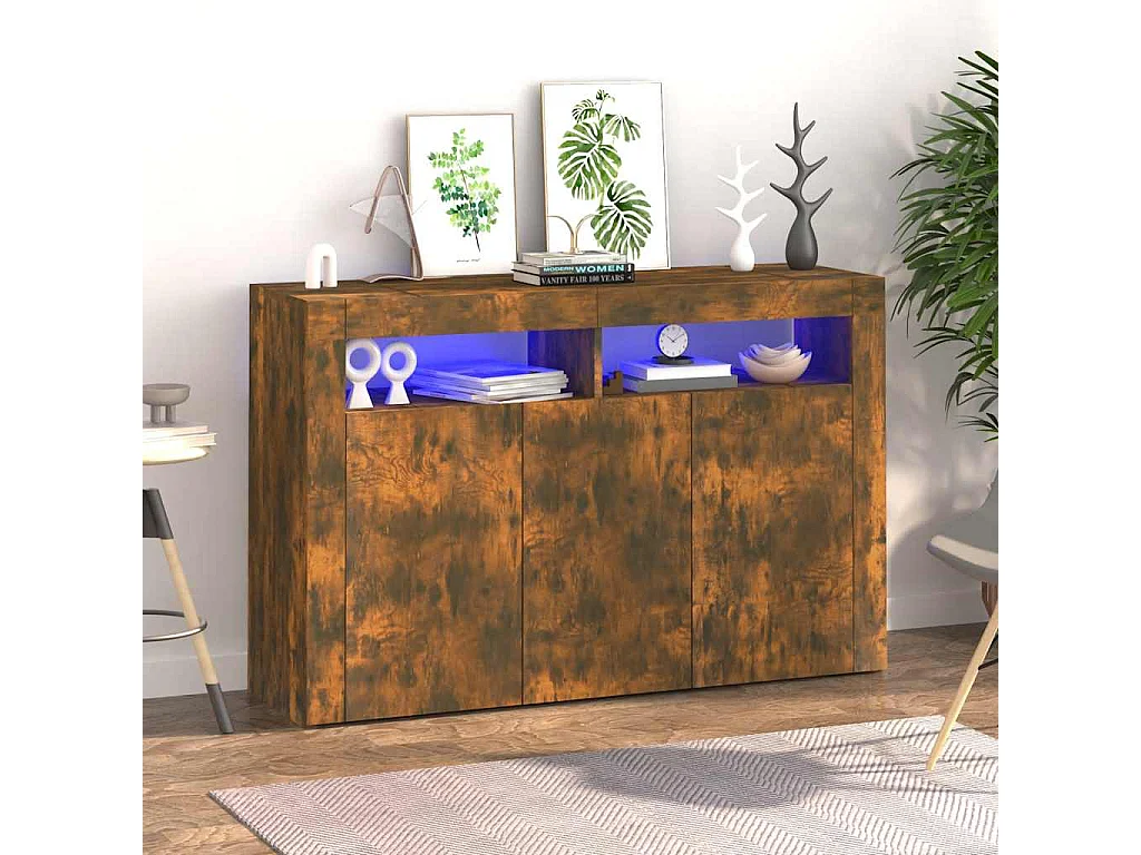 Dressoir met LED-verlichting 115,5x30x75 cm cm gerookt eiken