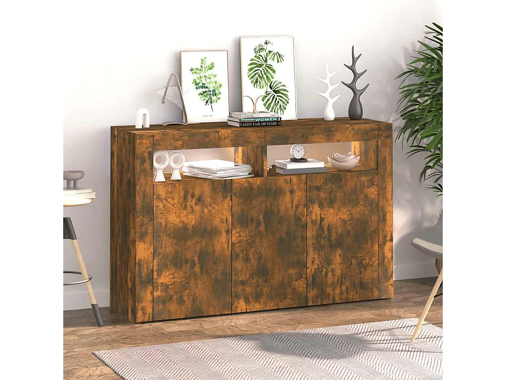 Dressoir met LED-verlichting 115,5x30x75 cm cm gerookt eiken