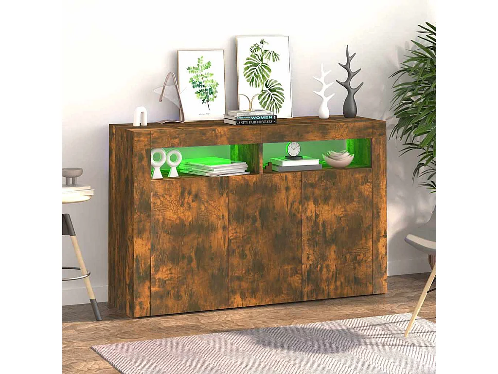Dressoir met LED-verlichting 115,5x30x75 cm cm gerookt eiken