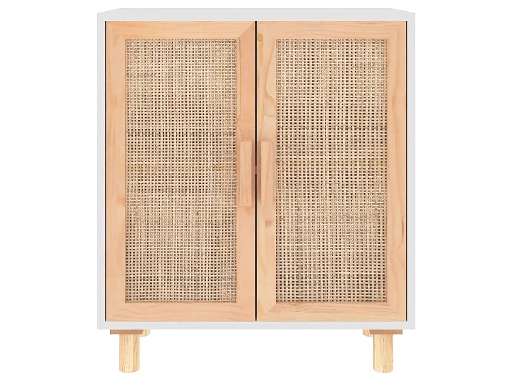 Aparador 60x30x70 cm madeira pinho maciça/vime natural branco