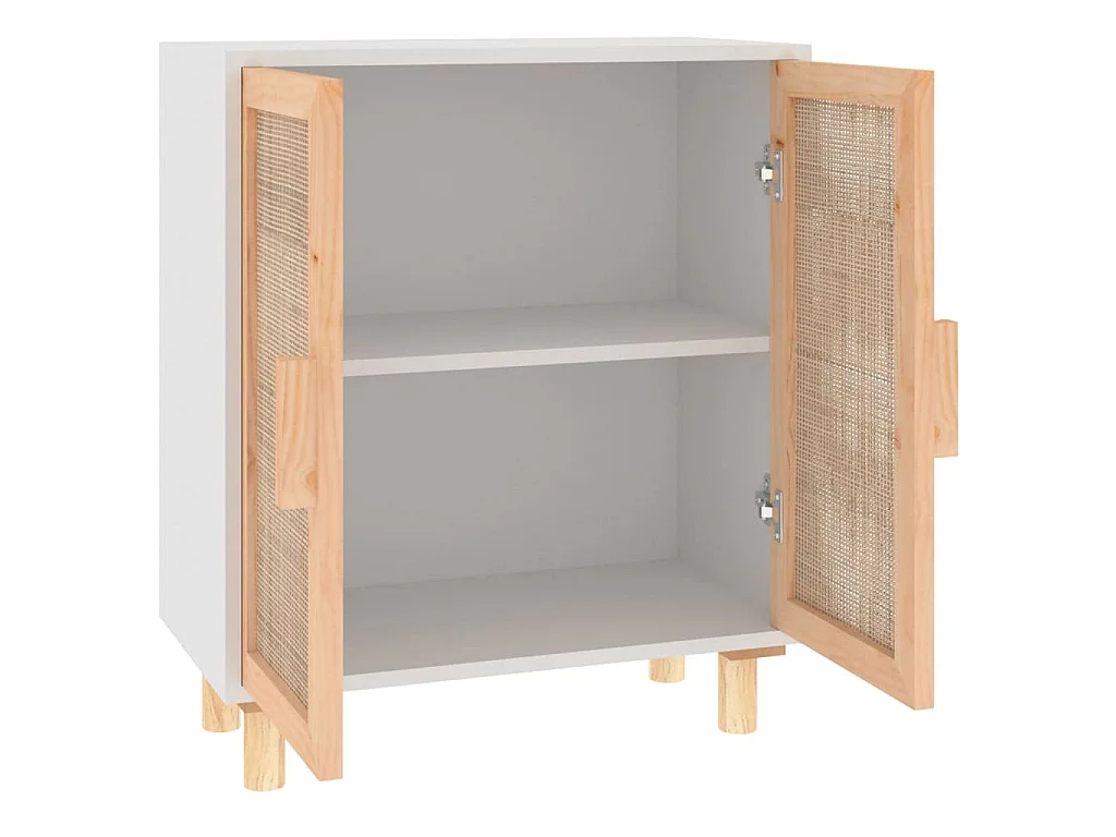 Aparador 60x30x70 cm madeira pinho maciça/vime natural branco