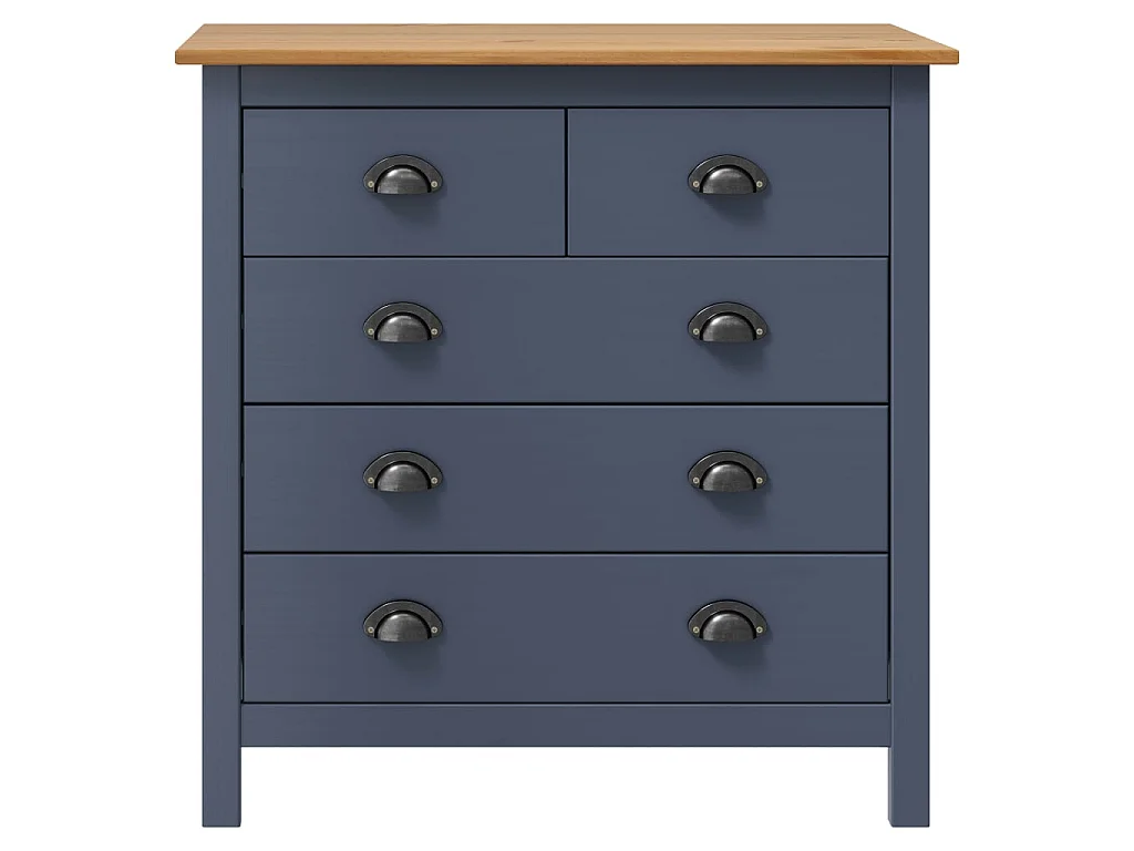 Mesita de noche Hill madera maciza de pino gris 79x40x80 cm