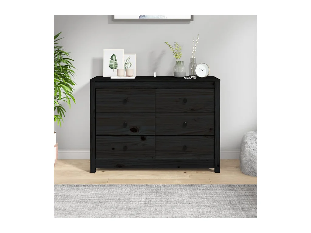 Armoire latérale Noir 100x40x72 cm Bois de pin massif