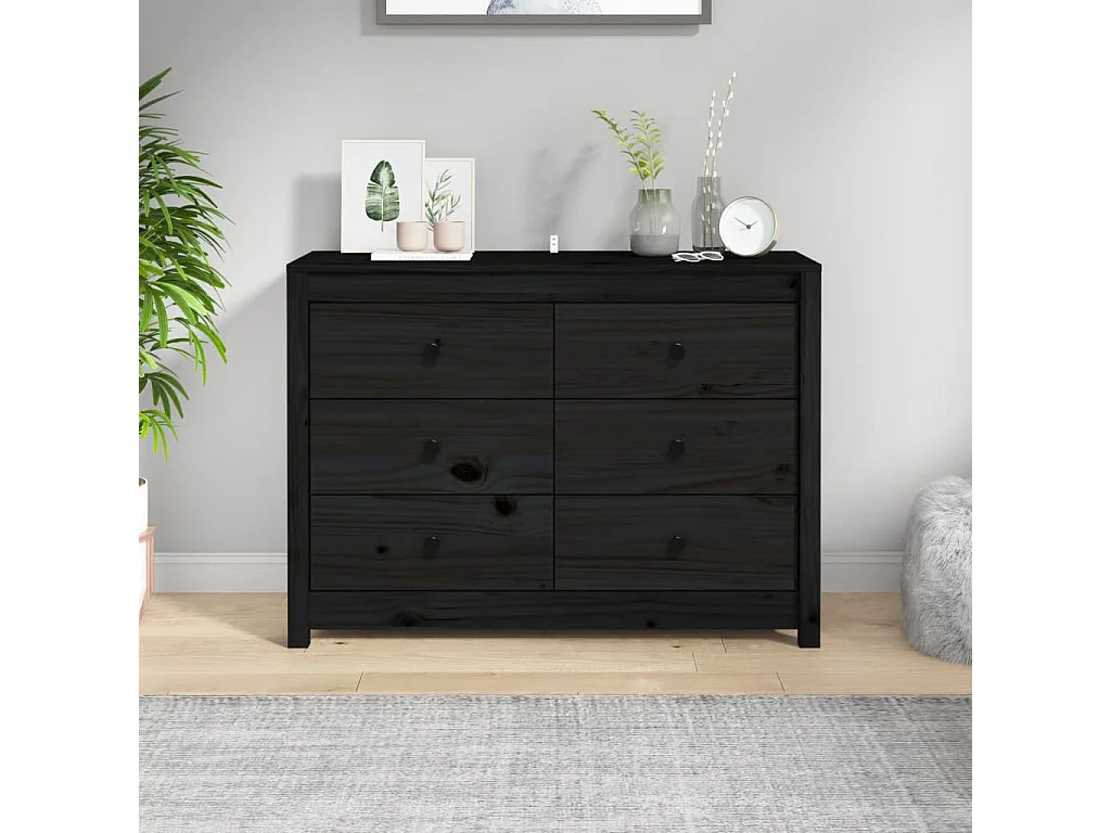 Armário de apoio 100x40x72 cm pinho maciço preto