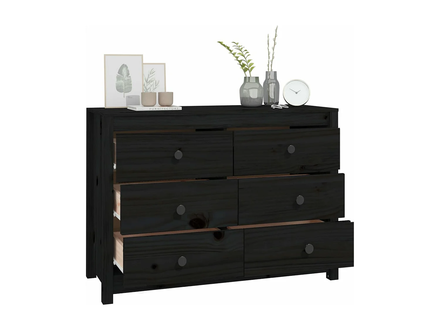 Armário de apoio 100x40x72 cm pinho maciço preto