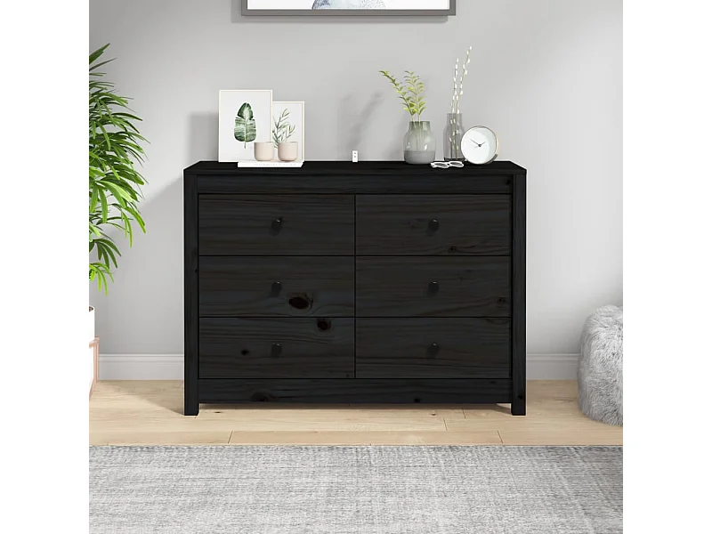 Armário de apoio 100x40x72 cm pinho maciço preto