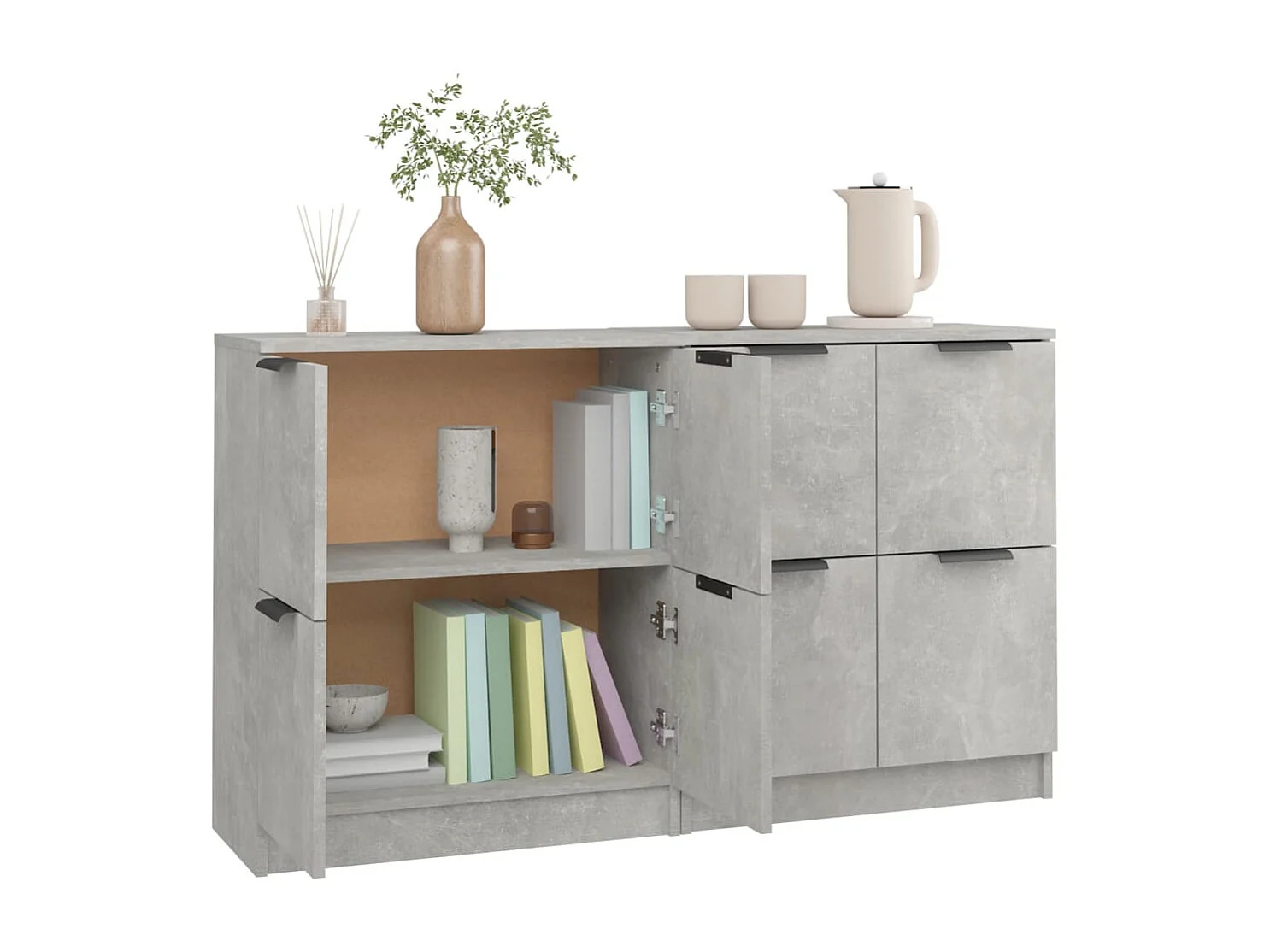 Buffets 2 pcs Gris béton 60x30x70 cm Bois d'ingénierie