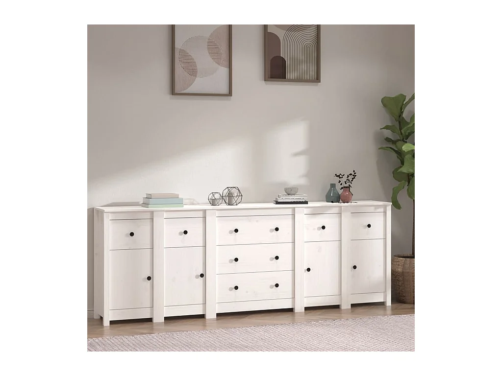 Dressoir 230x35x80 cm massief grenenhout wit