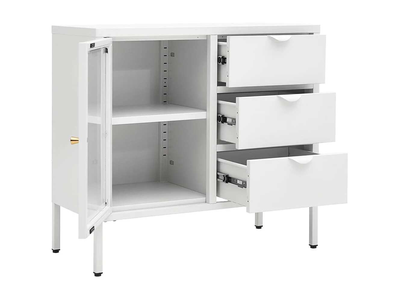 Sideboard Weiß 75x35x70 cm Stahl und Hartglas