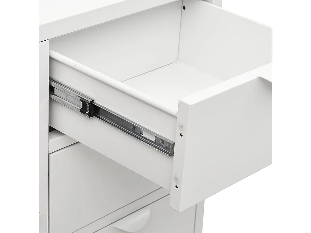 Dressoir 75x35x70 cm staal en gehard glas wit