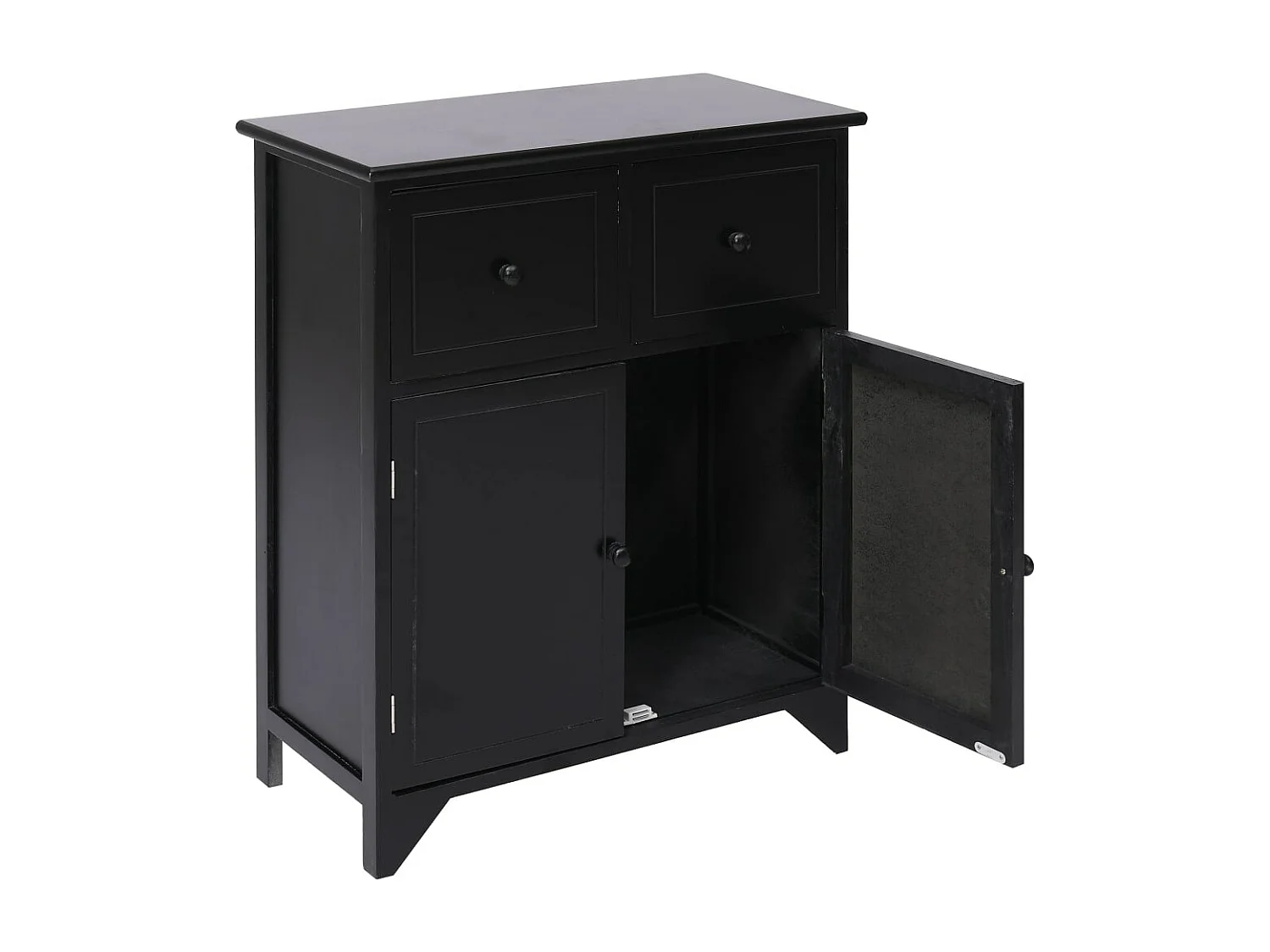 Beistellschrank 60x30x75 cm Schwarz Massivholz Paulownia