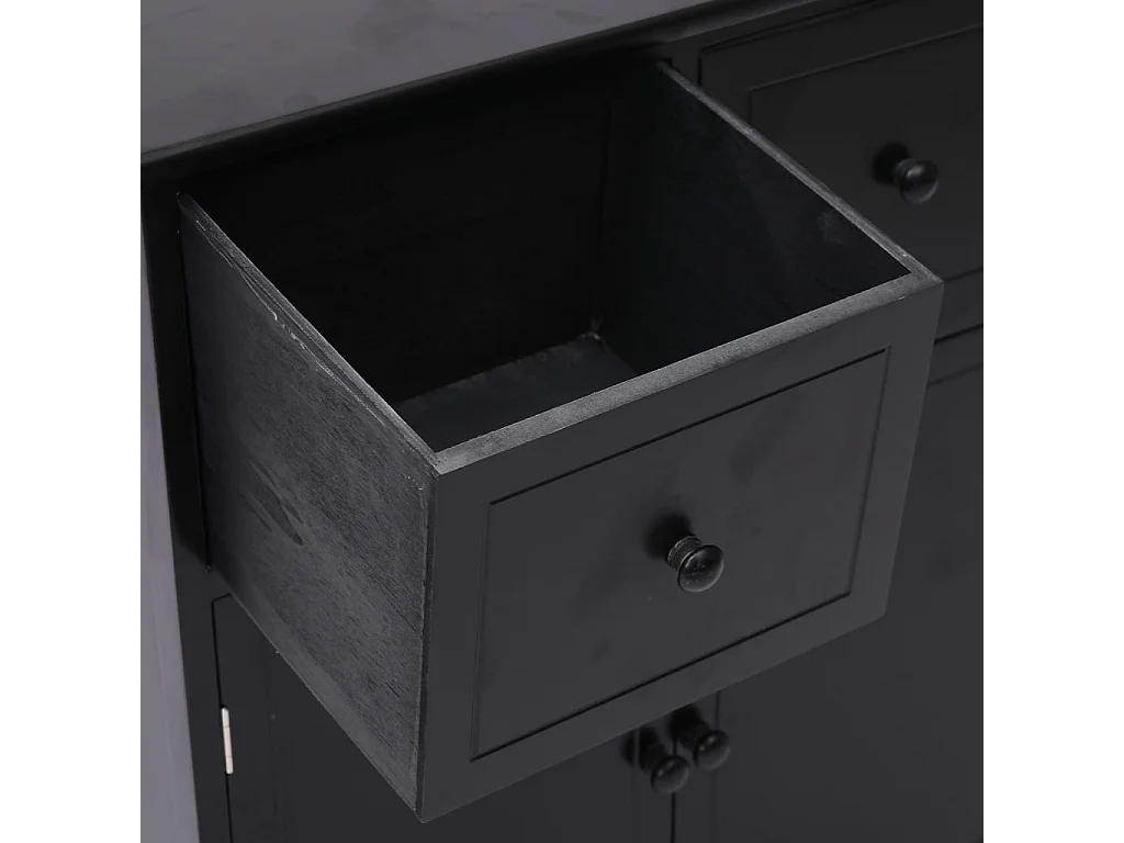 Beistellschrank 60x30x75 cm Schwarz Massivholz Paulownia