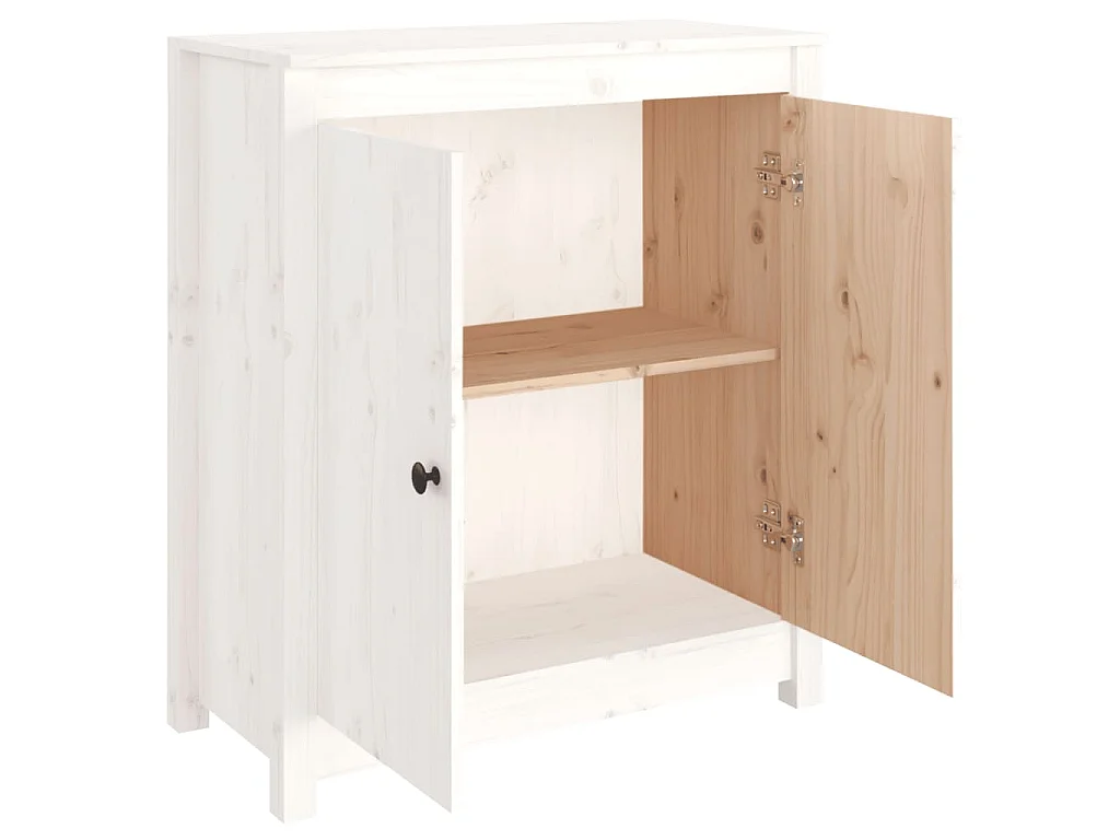 Buffet blanc 70x35x80 cm bois massif de pin