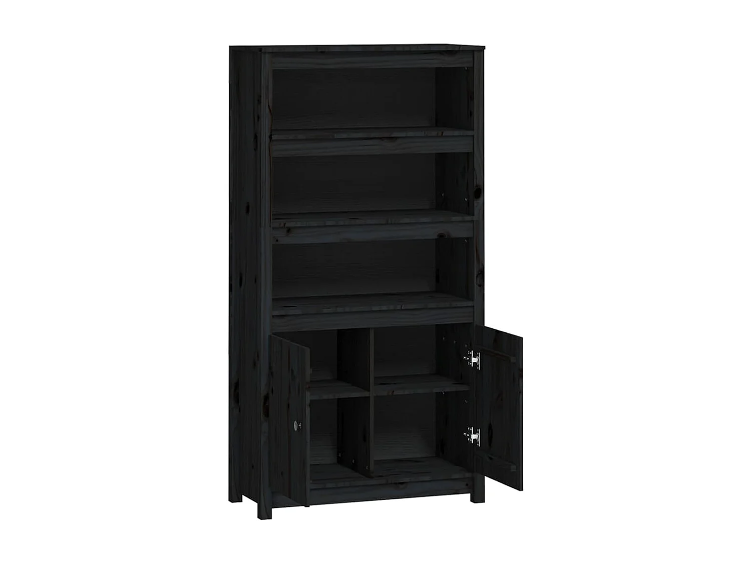 Aparador alto madera maciza de pino negro 80x35x154 cm