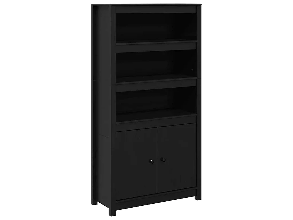 Hoge kast 80x35x154 cm massief grenenhout zwart