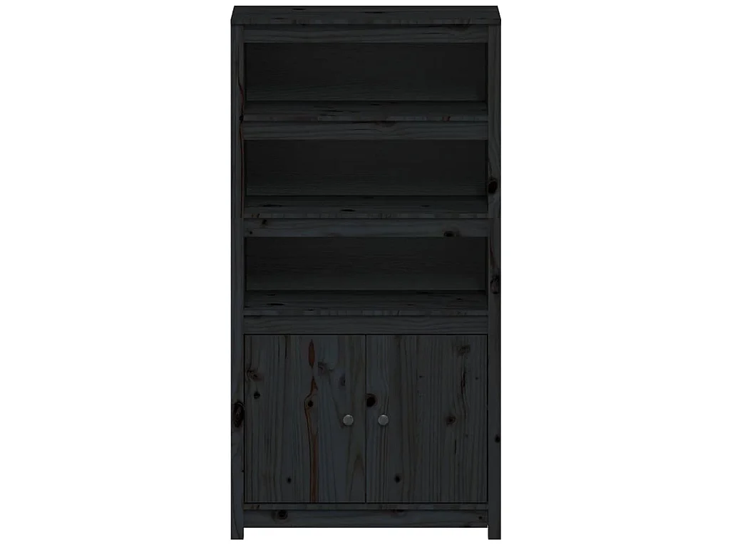 Hoge kast 80x35x154 cm massief grenenhout zwart
