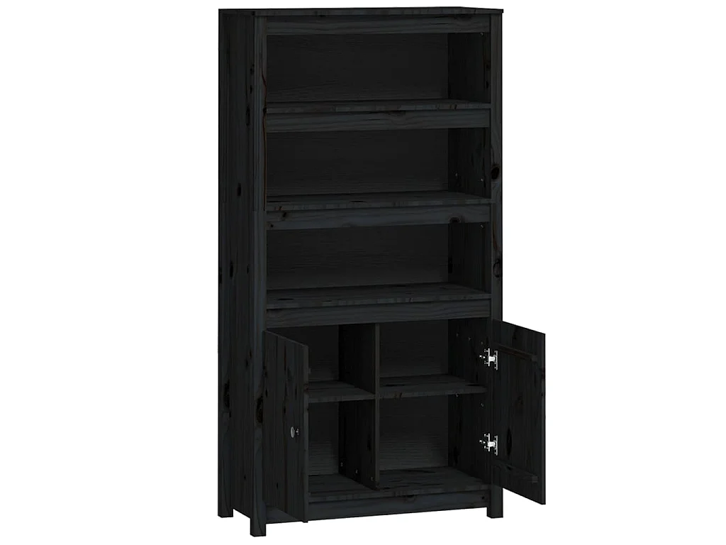 Hoge kast 80x35x154 cm massief grenenhout zwart