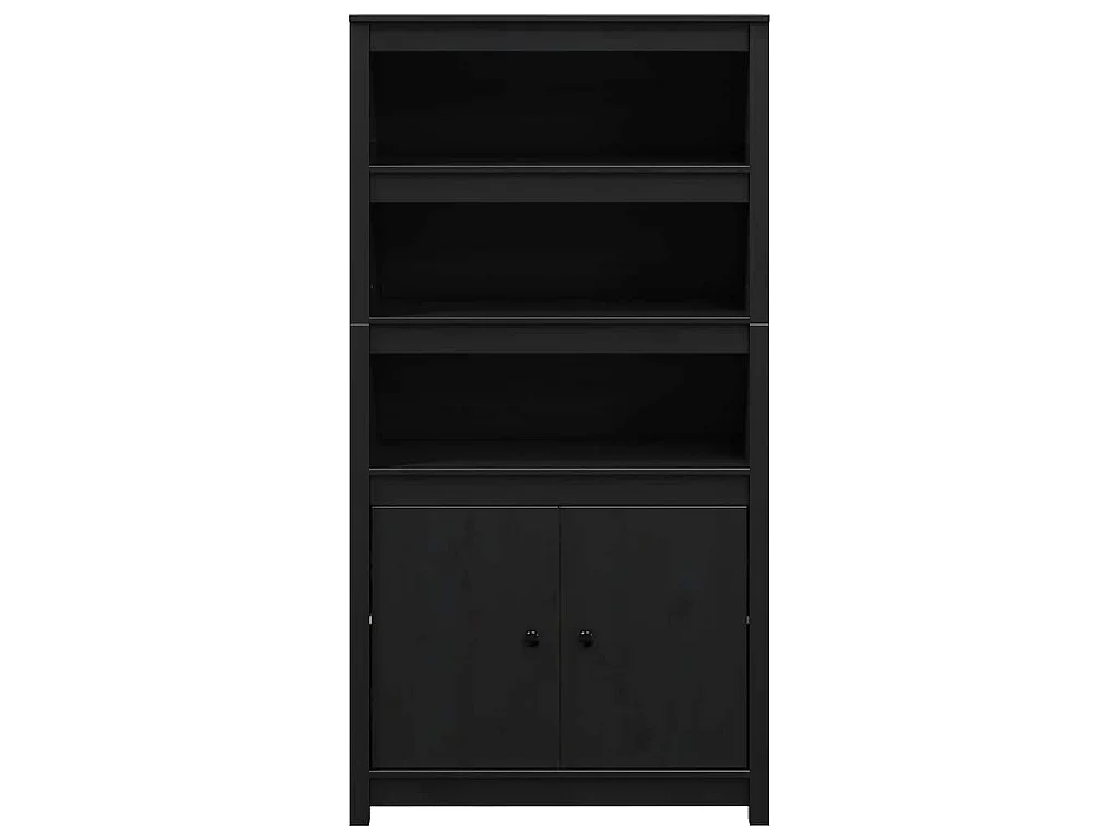 Buffet haut Noir 80x35x154 cm Bois massif de pin