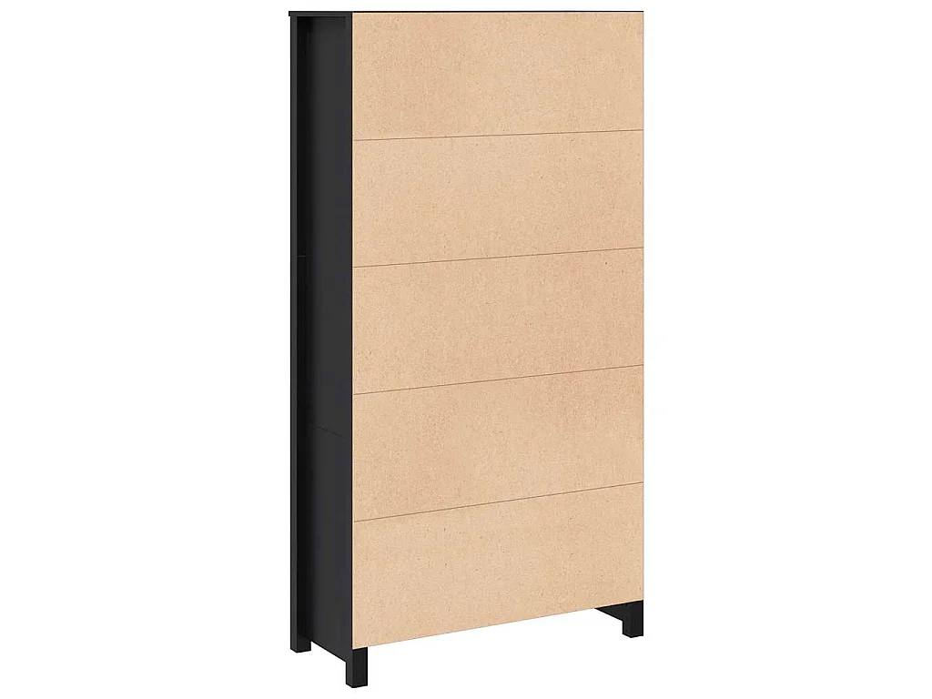 Buffet haut Noir 80x35x154 cm Bois massif de pin
