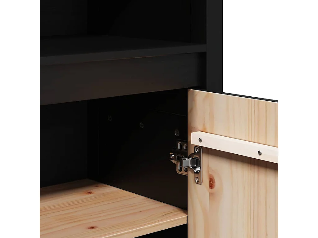 Buffet haut Noir 80x35x154 cm Bois massif de pin