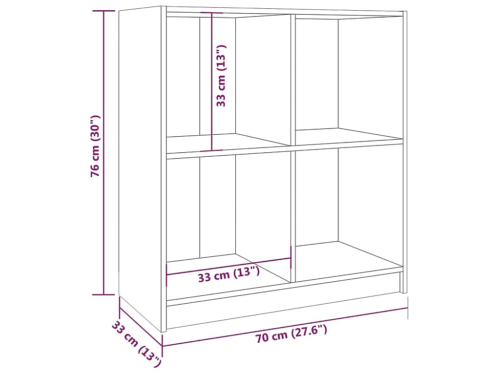 Buffet blanc 70x33x76 cm bois massif de pin