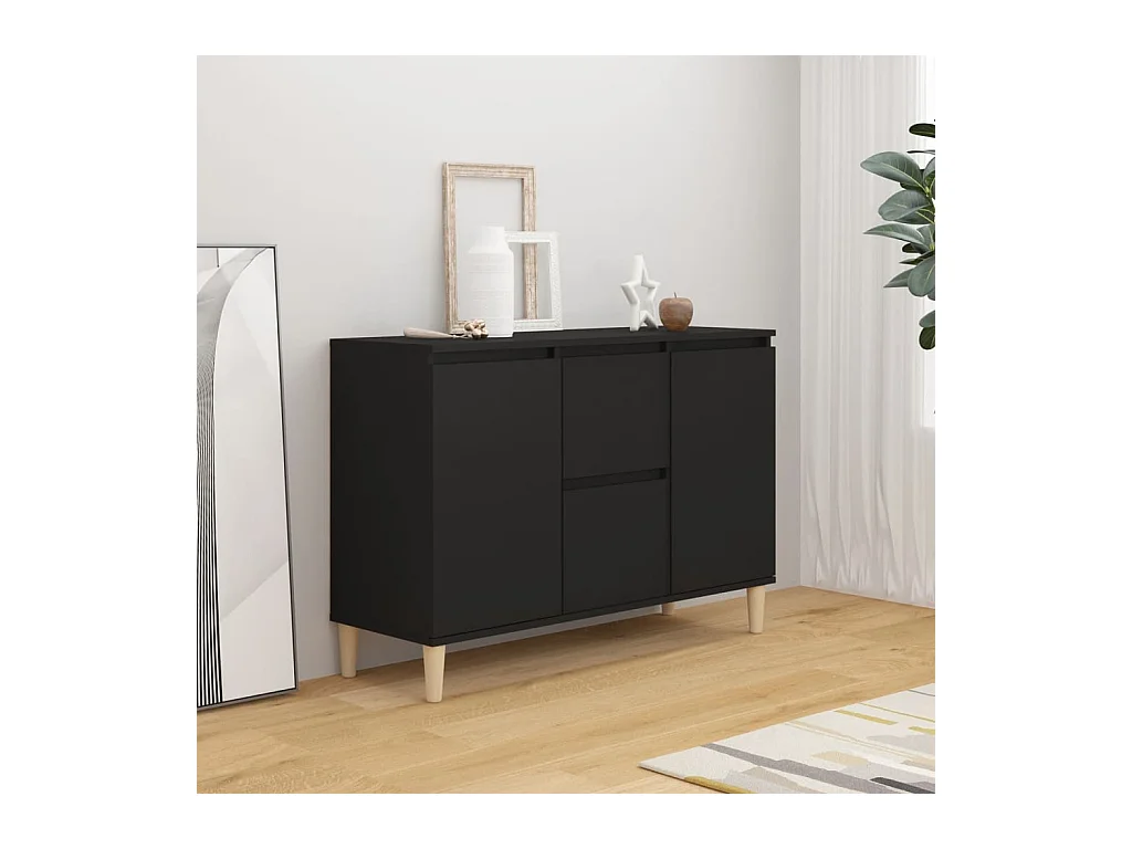 Buffet noir 101x35x70 cm bois d'ingénierie