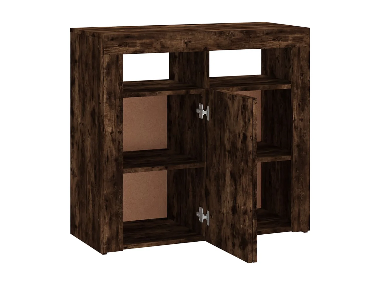 Aparador com luzes LED 80x35x75 cm carvalho fumado