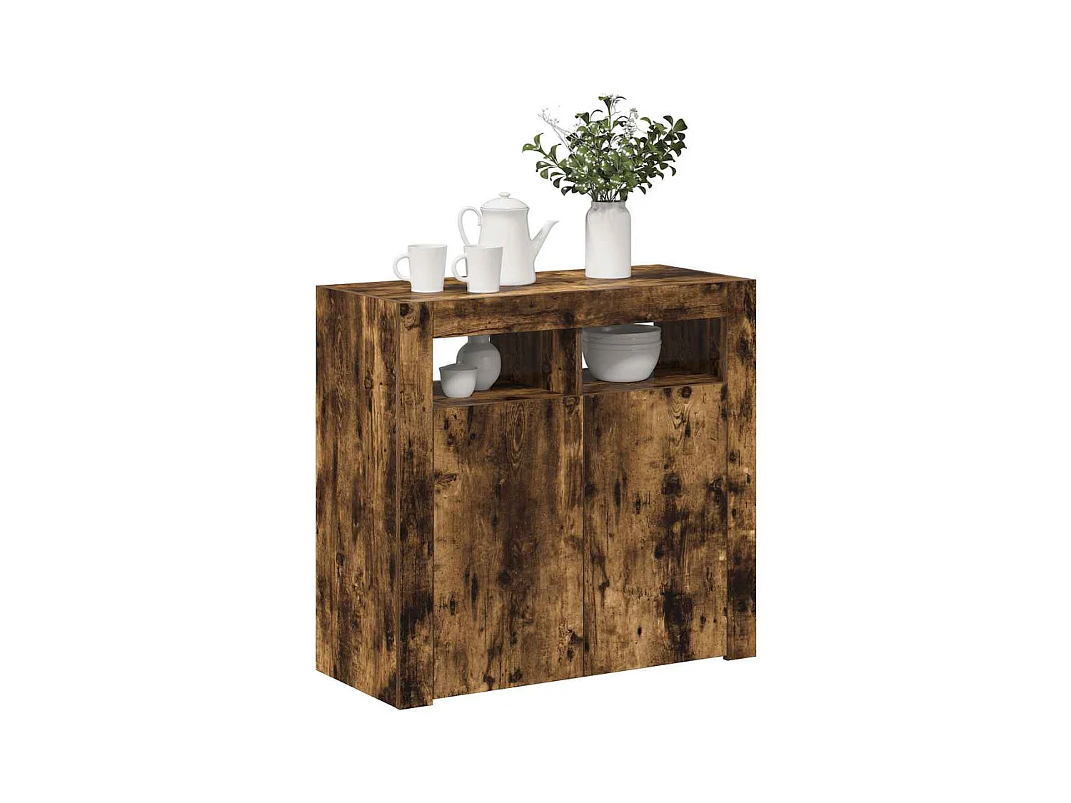 Dressoir met LED-verlichting 80x35x75 cm bruin eiken