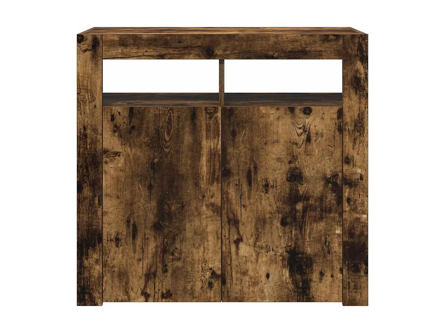 Buffet avec lumières LED chêne fumé 80x35x75 cm