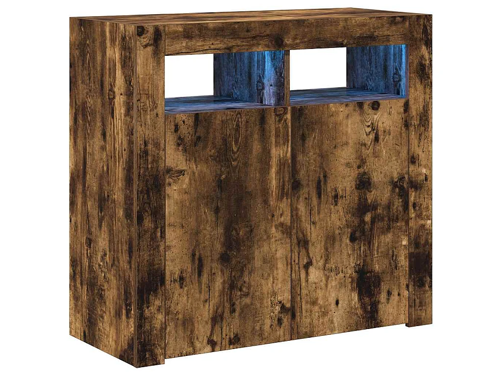 Dressoir met LED-verlichting 80x35x75 cm bruin eiken