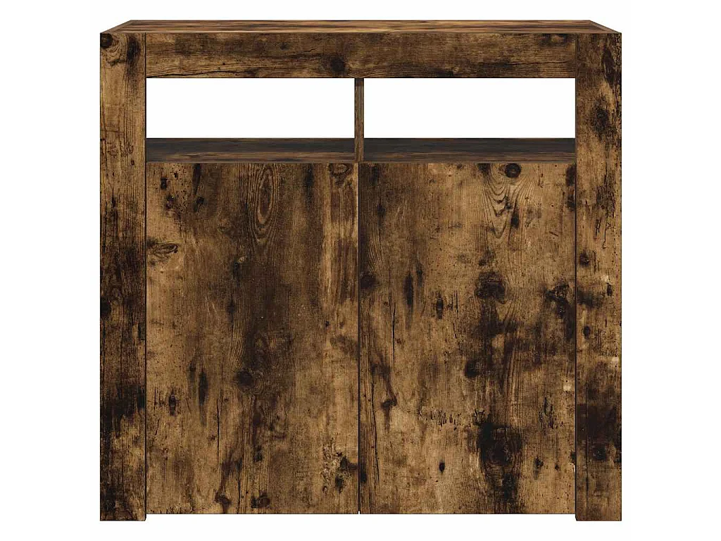 Buffet avec lumières LED chêne fumé 80x35x75 cm