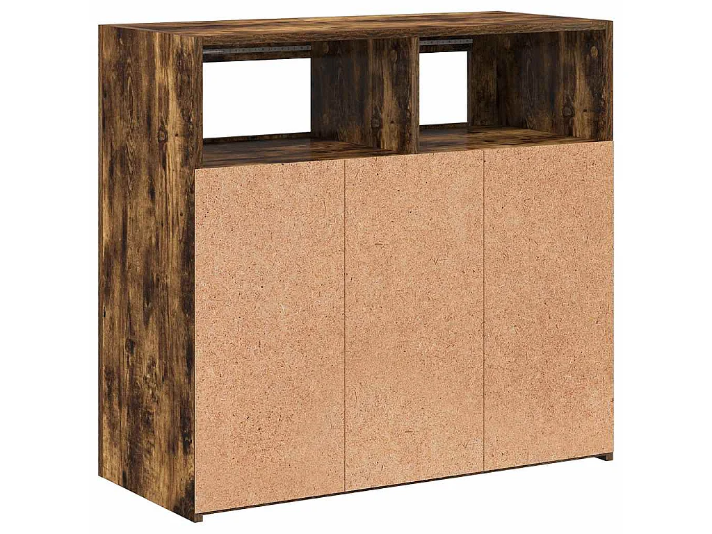 Buffet avec lumières LED chêne fumé 80x35x75 cm