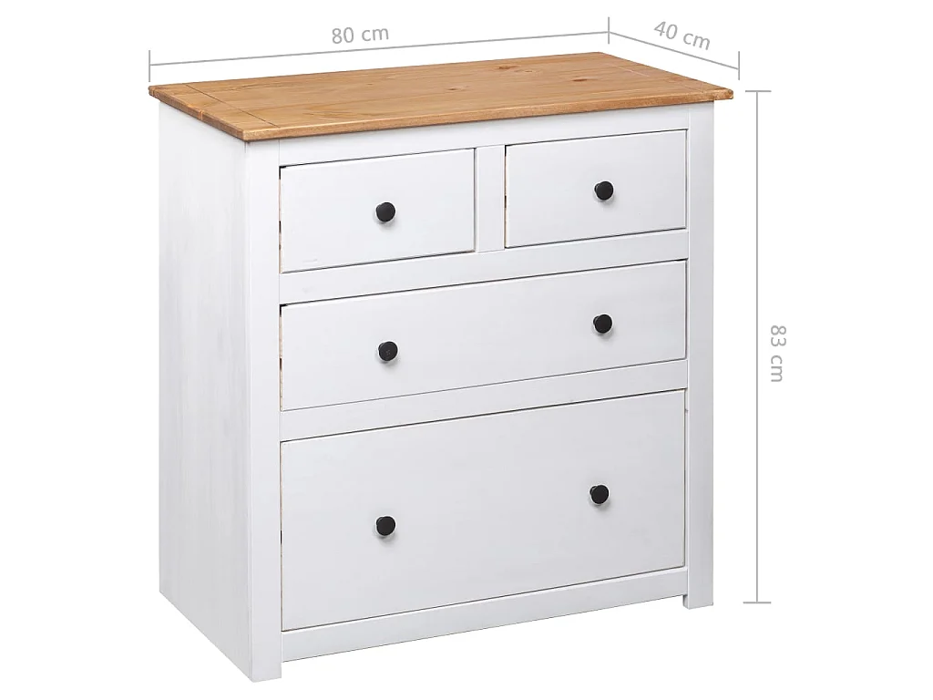 Dressoir Panama Range 80x40x83 cm grenenhout wit