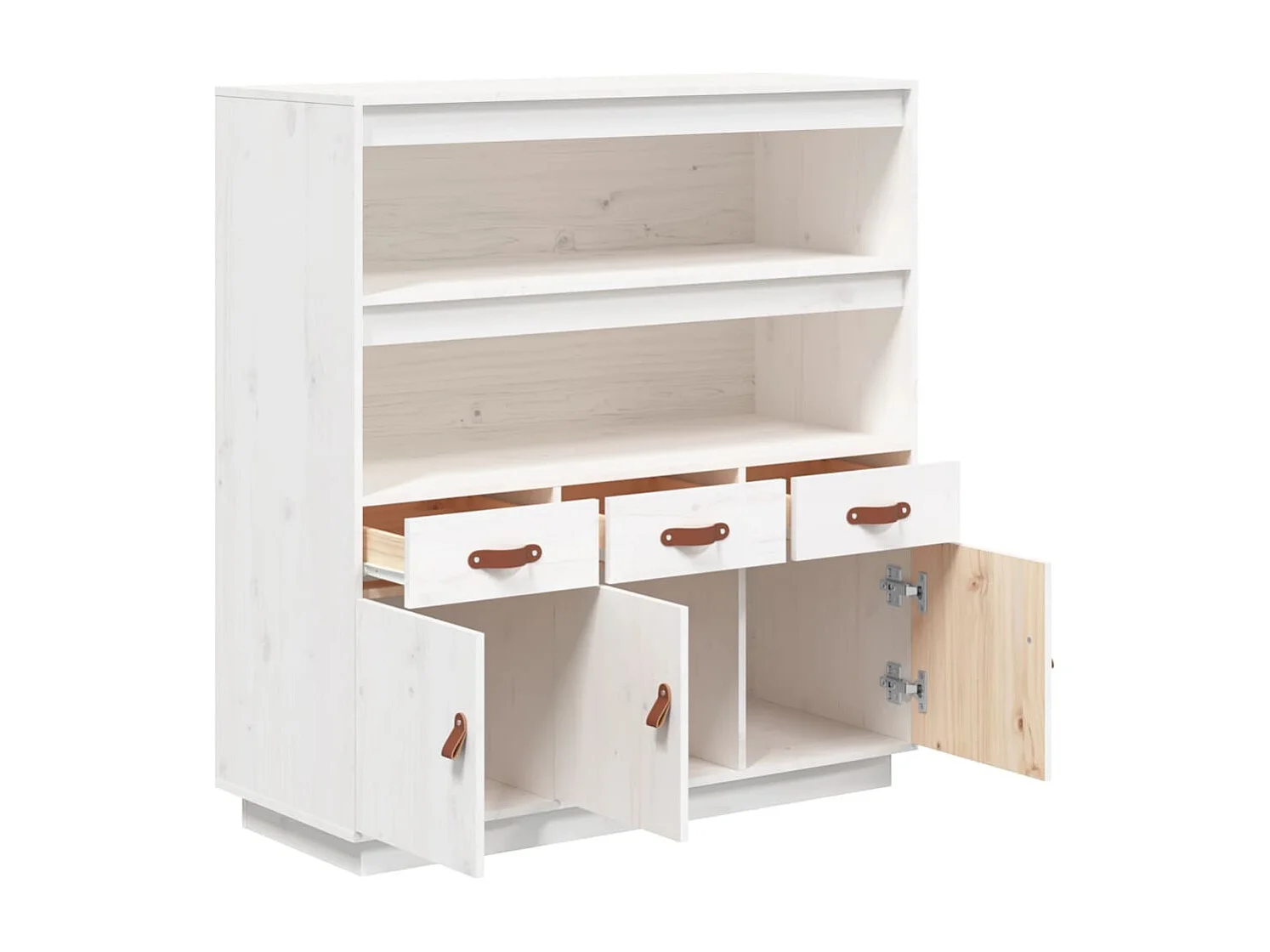 Highboard Weiß 100x40x108,5 cm Massivholz Kiefer